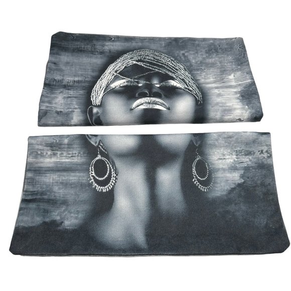 Unbranded 2 Pillowcase Covers Black Women Art African Handmade Zip Closure Home - Picture 1 of 6